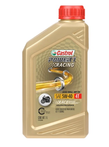 ACEITE CASTROL POWER 1 RACING 4T SINTETICO 5W40 1L DORADO (550)