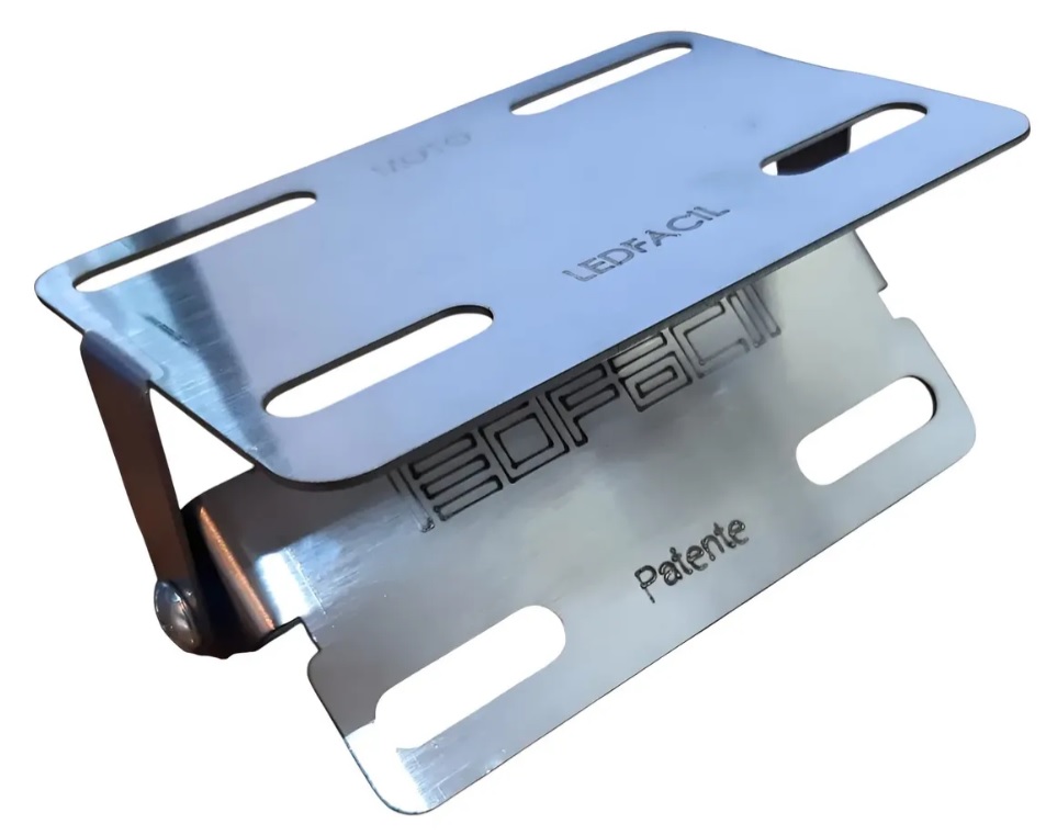 PORTA PATENTE REBATIBLE ENDURO. ACERO INOXIDABLE