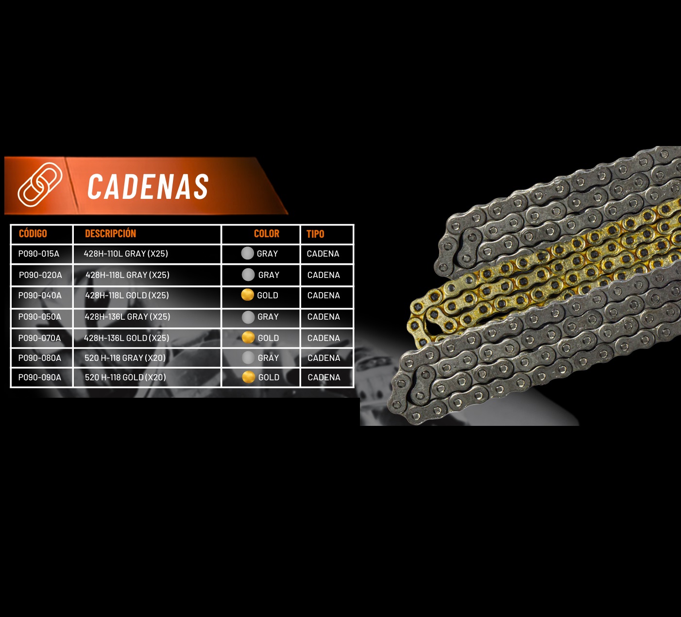 CADENA ENDURO 520 H-118 GRAY/GRIS